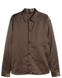 H&M Padded Shirt Jacket In Satin