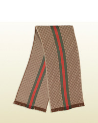Gucci Gg Jacquard Web Knit Scarf