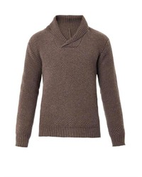 Brown Shawl-Neck Sweater