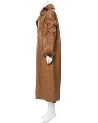 Fur Trimmed Leather Coat
