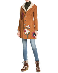 RED Valentino Shearing Coat With Leather Patchwork