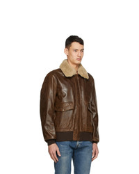 Schott Brown Leather Bomber Jacket