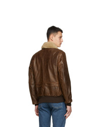Schott Brown Leather Bomber Jacket