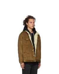 Naked and Famous Denim Brown Oversized Sherpa Jacket