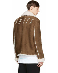 Off-White Brown Shearling Harrington Jacket