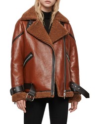 AllSaints Hawley Genuine Shearling Leather Jacket