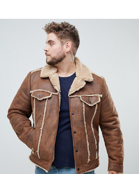 ASOS DESIGN Plus Western Faux Shearling Jacket In Brown