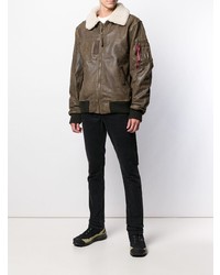 Alpha Industries Shearling Collar Leather Jacket