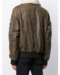 Alpha Industries Shearling Collar Leather Jacket
