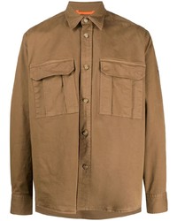 BOSS Logo Patch Stretch Cotton Shirt Jacket