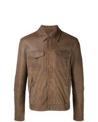 Eleventy Shirt Jacket With Zip Pockets Brown
