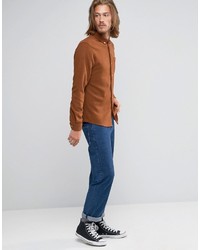 Asos Regular Fit Wool Mix Shirt In Brown