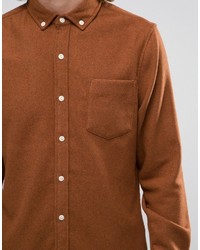 Asos Regular Fit Wool Mix Shirt In Brown