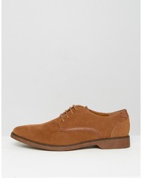 Asos Lace Up Shoes In Tan Suedette With Contrast Details