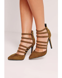 Missguided Tan Elastic Strap Court Shoes