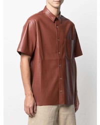 Nanushka Adam Faux Leather Short Sleeve Shirt