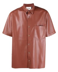 Nanushka Adam Faux Leather Short Sleeve Shirt