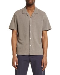 rag & bone Avery Short Sleeve Pique Button Up Camp Shirt In Driftwood At Nordstrom