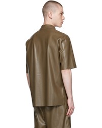 Nanushka Khaki Bodil Vegan Leather Shirt