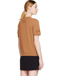 Marc Jacobs Bronze Embroidered Short Sleeve Sweater