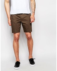 Asos Brand Skinny Tailored Chino Shorts In Khaki Brown