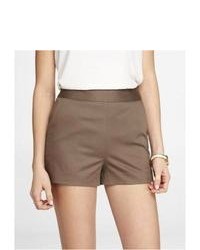 Express 2 Inch High Rise Cotton Sateen Shorts Brown 2