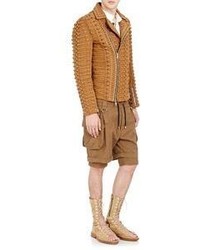 Balmain Layered Look Suspender Shorts Brown