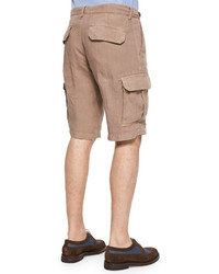 Brunello Cucinelli Linen Cargo Shorts Light Tan