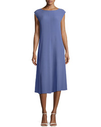 Eileen Fisher Silk Georgette Crepe Calf Length Dress