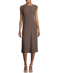 Eileen Fisher Silk Georgette Crepe Calf Length Dress