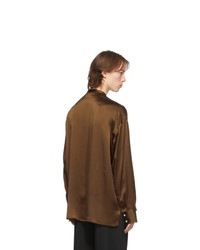 Haider Ackermann Brown Silk Oversized Dali Shirt