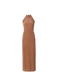 Brown Silk Maxi Dress