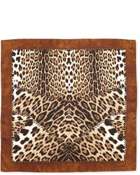 Roberto Cavalli Leopard Print Silk Scarf Brown