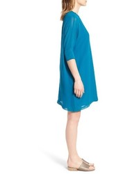 Eileen Fisher Dolman Sleeve Silk Shift Dress