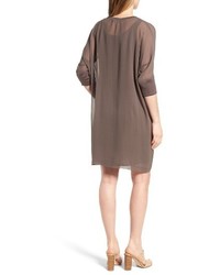 Eileen Fisher Dolman Sleeve Silk Shift Dress