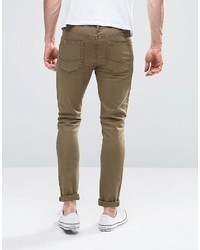 Asos Brand Super Skinny Jeans In Khaki