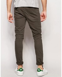 Asos Brand Super Skinny Jeans In Khaki