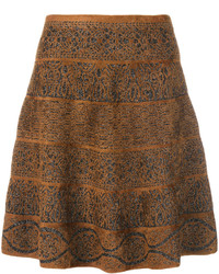 D-Exterior Dexterior Patterned Flare Skirt