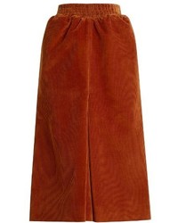 Balenciaga Pleat Front Corduroy Midi Skirt