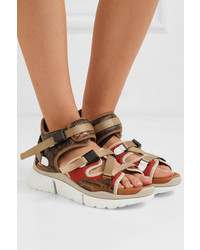 Chloé Sonnie Canvas Mesh And Snake Effect Leather Sandals