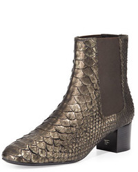 Brown Snake Chelsea Boots