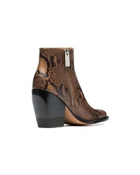 Chloé Brown And Black Rylee 80 Snakeskin Effect Leather Boots