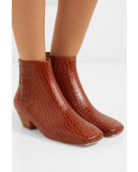 Nanushka Salsa Croc Effect Vegan Leather Ankle Boots