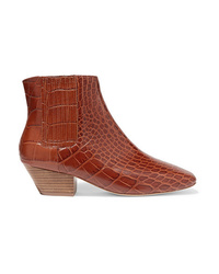 Nanushka Salsa Croc Effect Vegan Leather Ankle Boots
