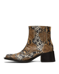 Martine Rose Brown Snake Cream Chelsea Boots