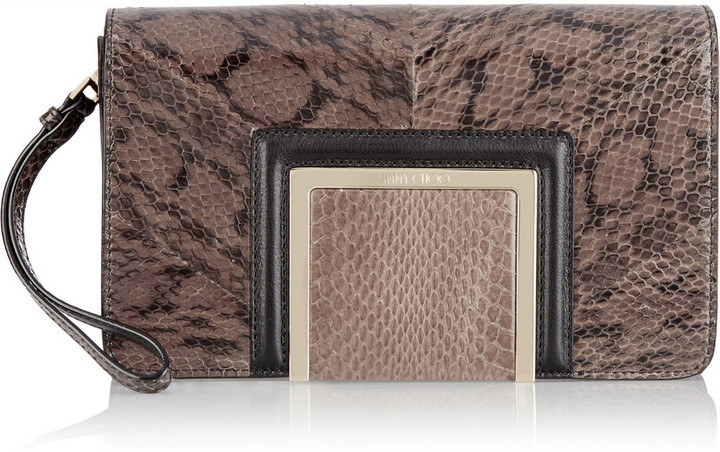 Jimmy Choo Alara Glossed Elaphe Clutch, $1,295 | NET-A-PORTER.COM