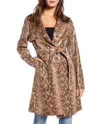 Brown Snake Leather Coat