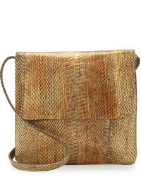 Brown Snake Leather Crossbody Bag