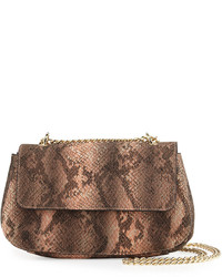 Neiman Marcus Snake Embossed Faux Leather Crossbody Bag Apricot Snake