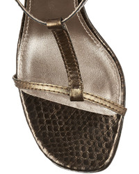 Lanvin Embellished Metallic Snake Effect Leather Sandals